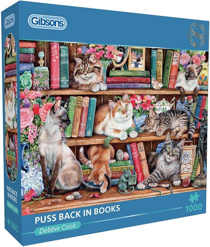 Gibsons Puss in Books 1000 Piece Cat Jigsaw
