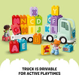 LEGO DUPLO Town Alphabet Truck Toy for Toddlers, Boys & Girls Aged 2 Plus, ABC Learning Vehicle Construction Toys Set with a Trailer Carrying Alphabet Bricks and Boy and Girl Figures 10421