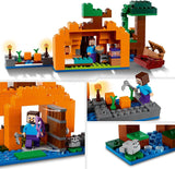 LEGO 21248 Minecraft The Pumpkin Farm Set, Buildable House Toy with a Frog, Boat, Treasure Chest plus Steve and Witch Figures, Swamp Biome Action Toys