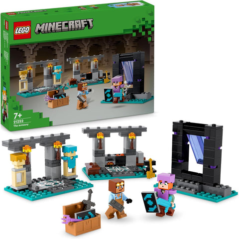LEGO Minecraft The Armoury Building Toys for Kids, Boys & Girls aged 7 Plus Featuring Character Figures including Alex with a Diamond Sword, Weapons Set, Role-Play Gifts for Gamers 21252