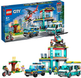 LEGO 60371 City Emergency Vehicles HQ Set with Fire Rescue Helicopter Toy, Ambulance, Motorbike and Police Car Toys, Gift for Boys and Girls Age 6 Plus