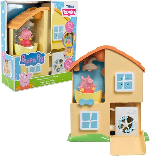 Toomies Peppa’s House Bath Playset Peppa Pig Toy Window Sprinklers and Washing Machine - Working Shower and Tub