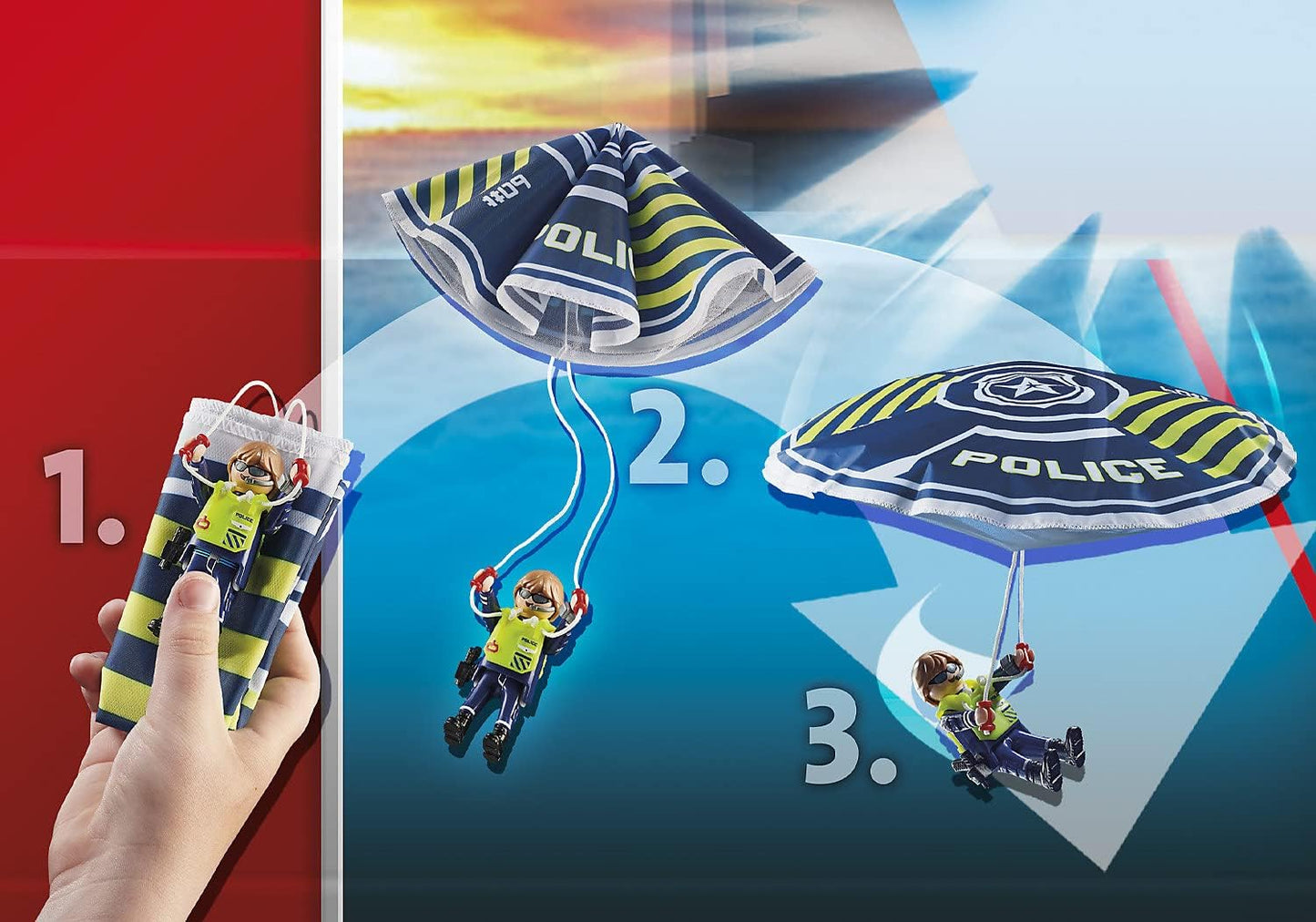 Playmobil City Action 70781 Police Parachute with Amphibious Vehicle