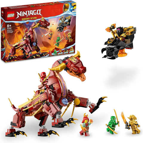 LEGO 71793 NINJAGO Heatwave Transforming Lava Dragon Toy, Dragons Rising Series Set with Mythical Creature Figure