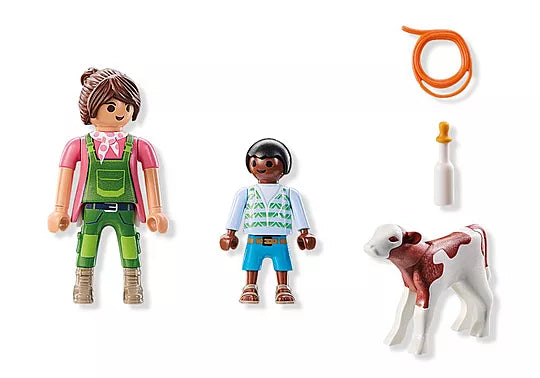 Playmobil 71803 Farmer with Calf Duo pack