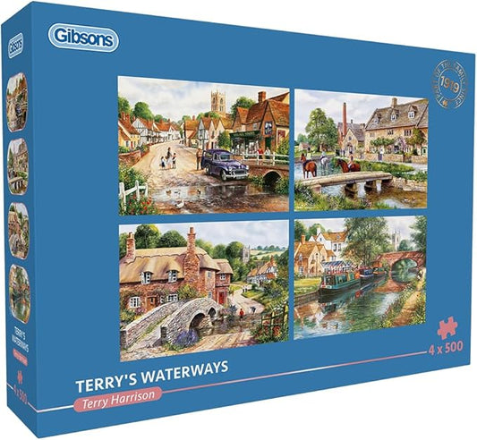 Gibsons Terrys Waterways 4 x 500 Piece Jigsaw