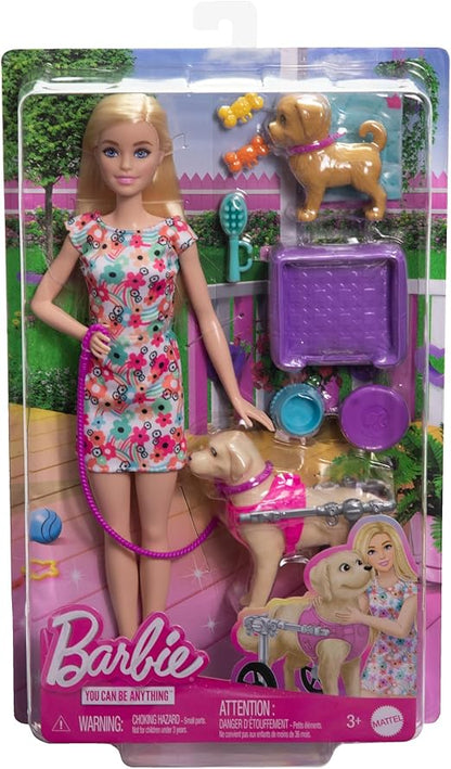 Barbie Doll with 2 Toy Dogs & Pet Accessories