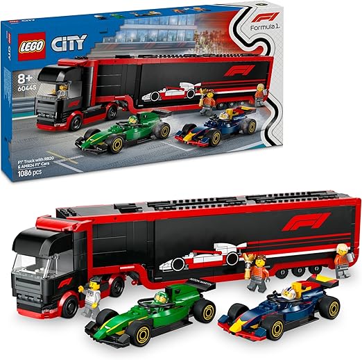 LEGO City 60445 F1 Truck with RB20 & AMR24 F1 Cars