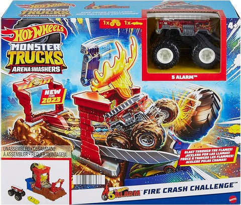 Hot Wheels Monster Trucks Arena Smashers 5-Alarm Fire Crash Challenge Playset