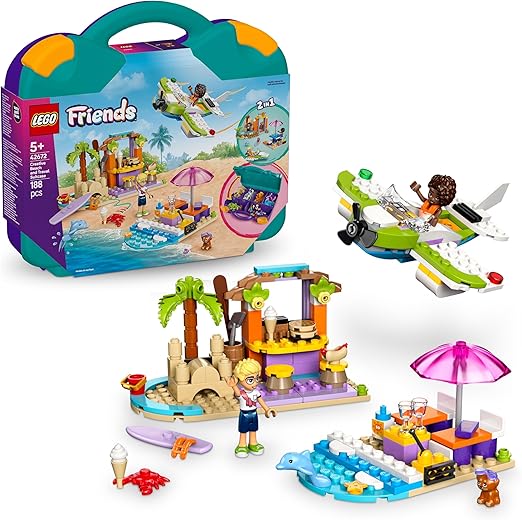 LEGO Friends 2in1 Creative Beach and Travel Suitcase Set for Kids, with a Plane Toy 42672