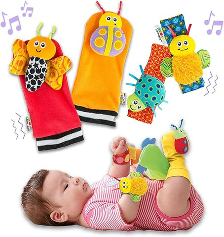 LAMAZE Gardenbug Wrist Baby Rattle Toy Baby Gift Set, Cute Foot Finder Baby Toy