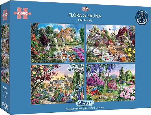 Flora & Fauna | 4 x 500 Piece Jigsaw Puzzles | Multi-Box Jigsaw
