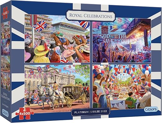Royal Celebrations: Platinum Jubilee | 4 x 500 Piece Jigsaw Puzzles | Multi-Box Jigsaw