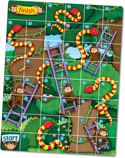 Orchard Toys Jungle Snakes and Ladders Mini Game, Small and Compact, Travel Game, Perfect for Children Age 4-7